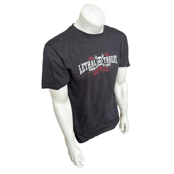Lethal Threat Men's Speed Shop Motorcycle Hot Rod Black Shirt Size Medium - Picture 1 of 4